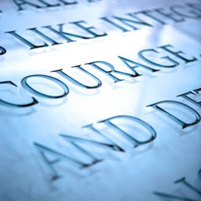 courage etched on glass