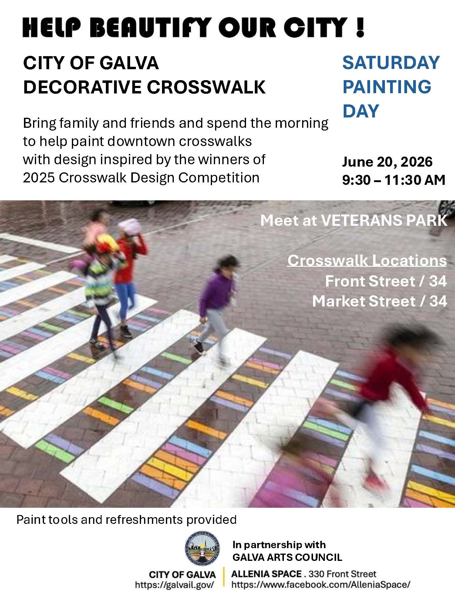 Help Beautify Our City! City of Galva Decorative Crosswalk Painting Day