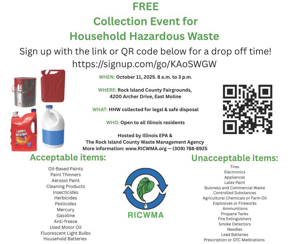 Free Household Hazardous Waste Collection Event – October 11, 2025