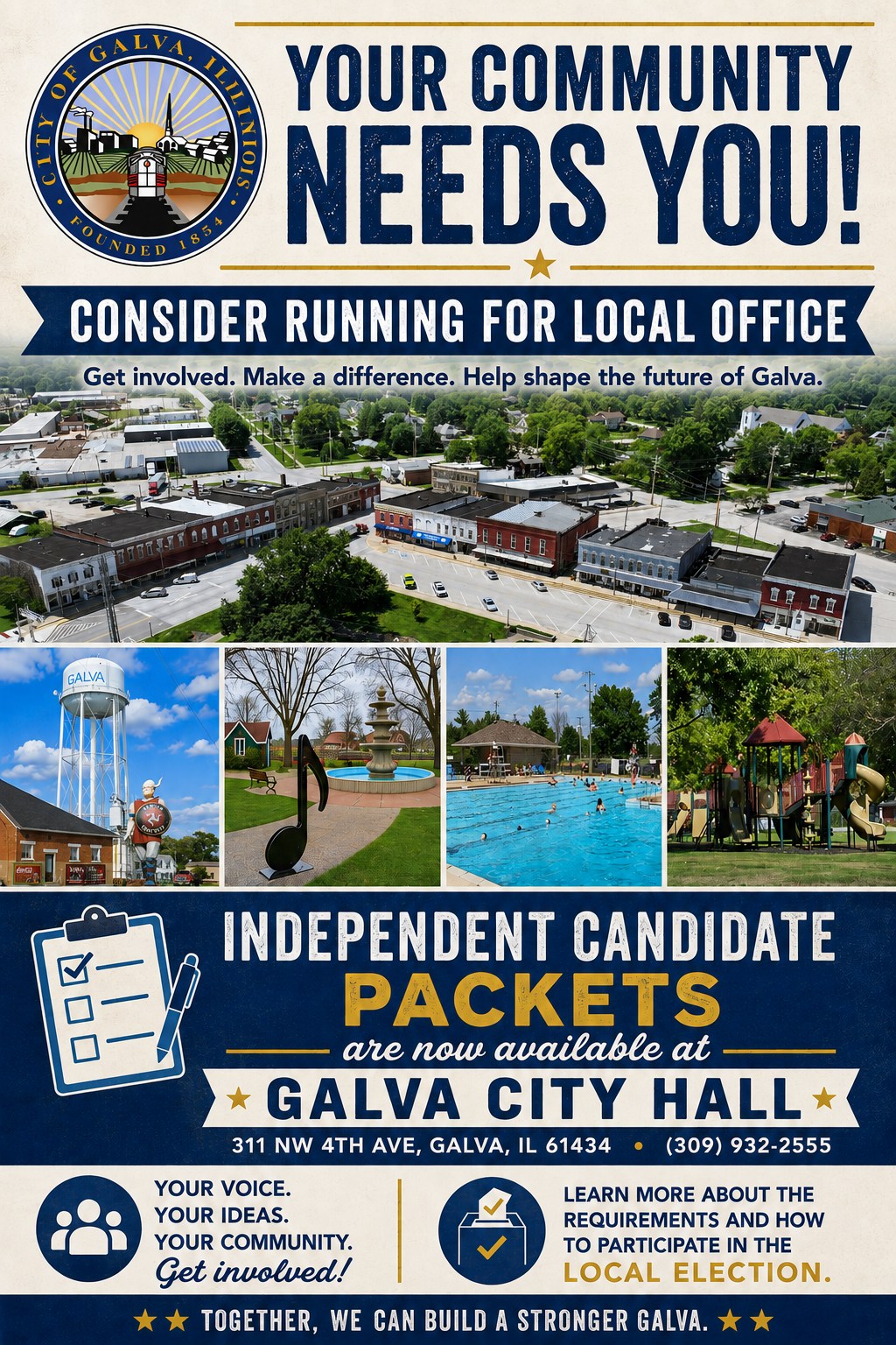PETITIONS FOR SIX SEATS ON CITY OF GALVA BOARD NOW AVAILABLE